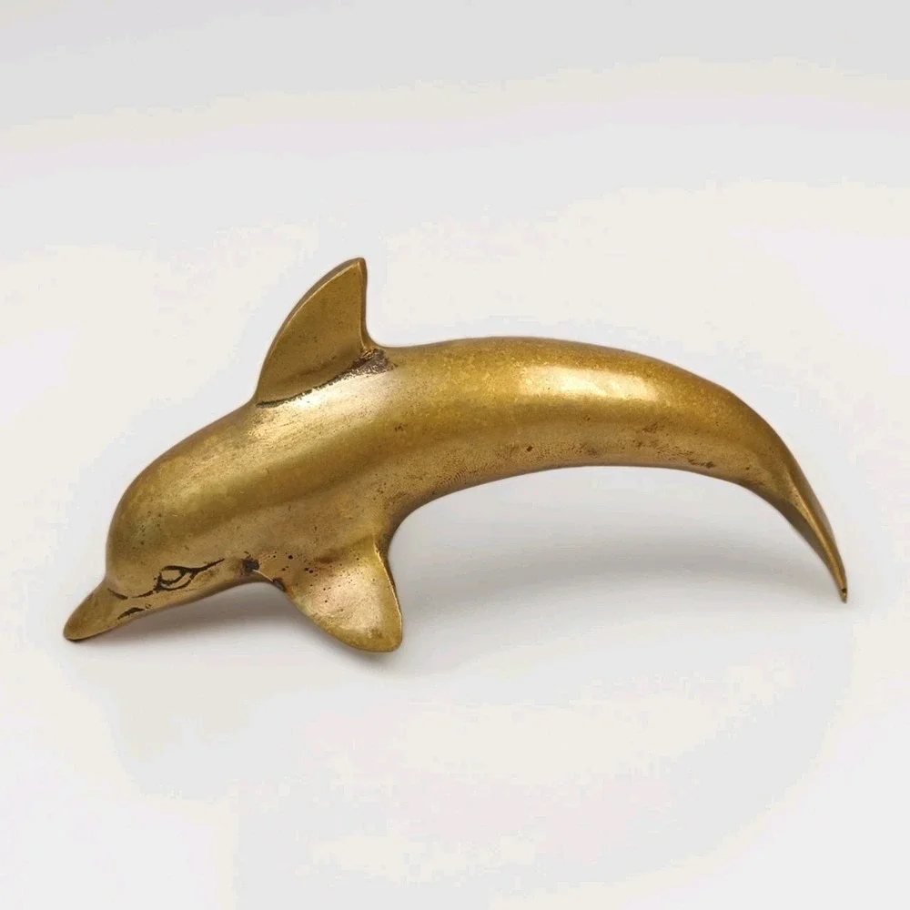 Vintage Brass Dolphin Sculpture 6.5
